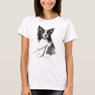 Gräns Collie Porträtt ovillkorligt Kärlek T Shirt