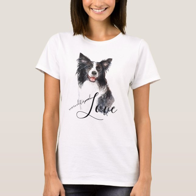 Gräns Collie Porträtt ovillkorligt Kärlek T Shirt (Framsida)