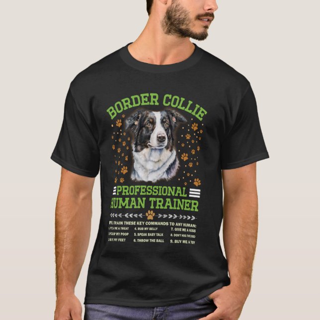GRÄNS COLLIE PROFESSIONELL HUMAN TRAINIER Hund Tra T Shirt (Framsida)