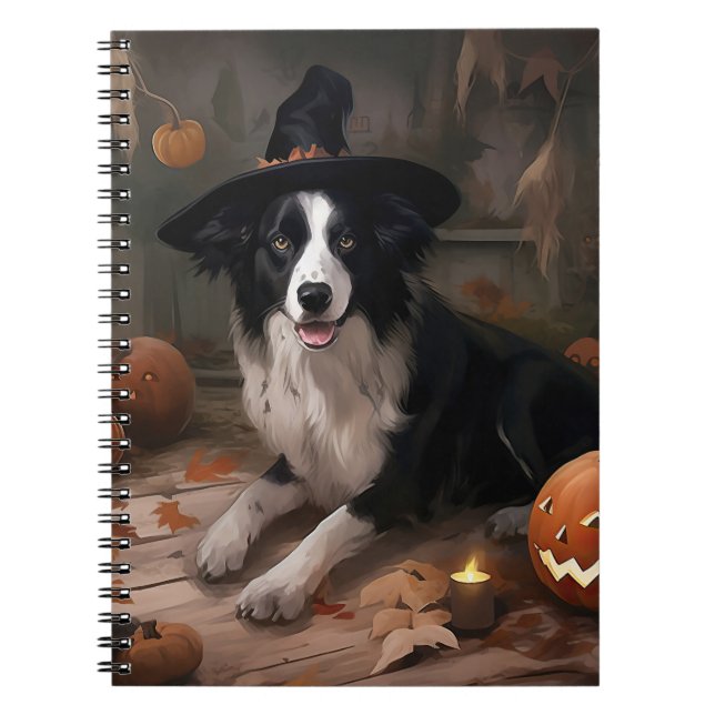 Gräns Collie Pumpkins Halloween Scary Anteckningsbok (Framsidan)