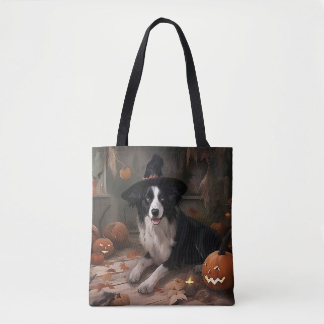 Gräns Collie Pumpkins Halloween Scary Tygkasse (Framsida)
