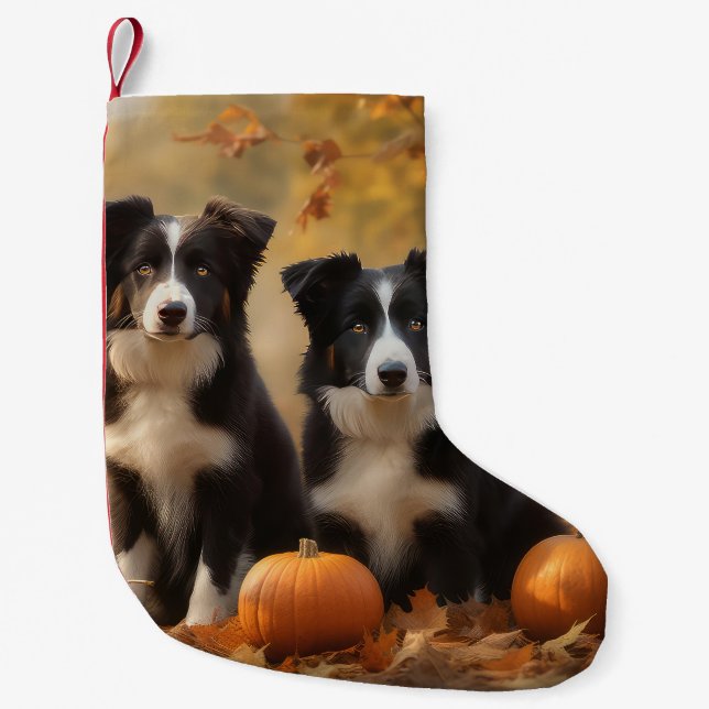 Gräns Collie Puppy Autumn Delight Pumpkin Liten Julstrumpa (Framsidan)