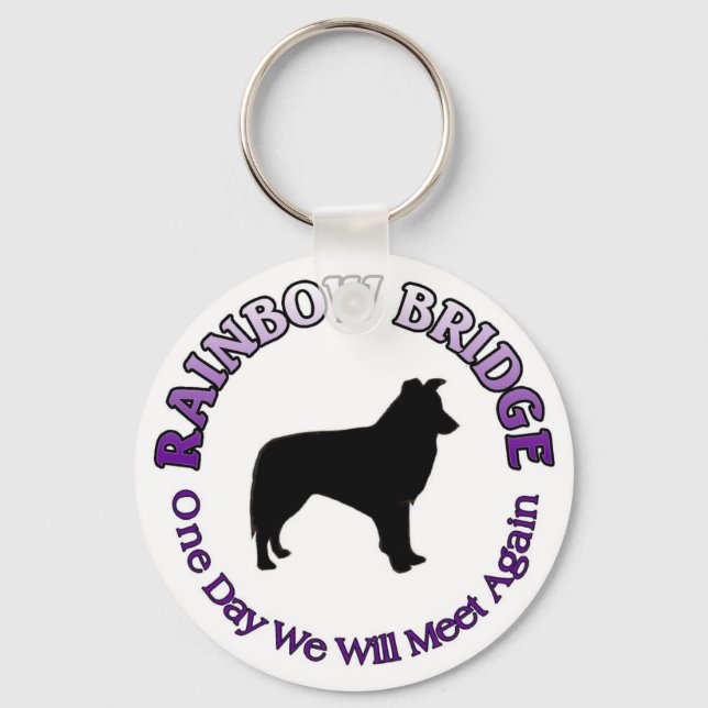 GRÄNS COLLIE RAINBOW BRIDGE KEYCHAIN NYCKELRING (Framsida)