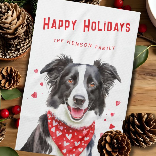 Gräns Collie Red Heart Bandana jul Kökshandduk (Skapare uppladdad)