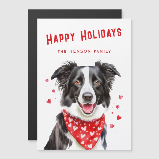 Gräns Collie Red Heart Bandana-julkort (Fram/baksida)