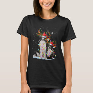 Gräns Collie Reindeer Santa Hat Julafton Ljus Chri T Shirt