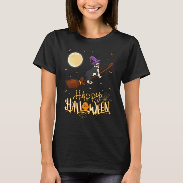Gräns Collie Ride Witch Pistol Gräns Collie Hund T Shirt (Framsida)
