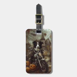 Gräns Collie Riding Motorcykel Halloween Scary Bagagebricka