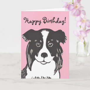 Gräns Collie Rosa Grattis på födelsedagen Card Kort