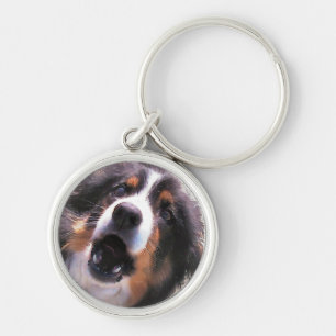 GRÄNS COLLIE RUND SILVERFÄRGAD NYCKELRING