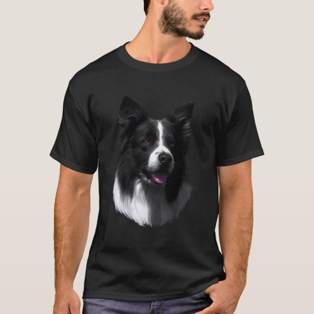 Gräns Collie Samlare Hund Hundar Longtärmade SH T Shirt (Framsida)
