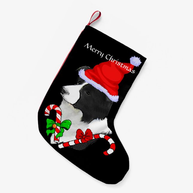 Gräns Collie Santa Hat jul Liten Julstrumpa (Framsidan (Hängande))