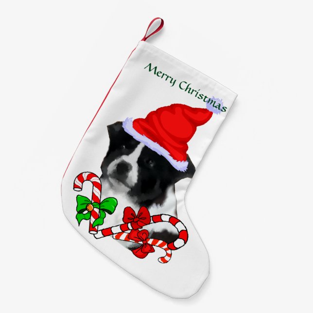 Gräns Collie Santa Hat jul Liten Julstrumpa (Framsidan (Hängande))