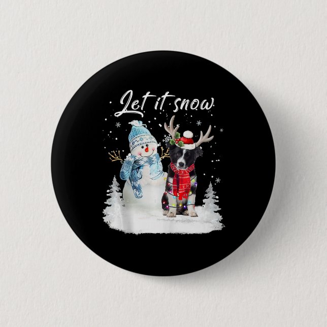 Gräns Collie Santa Hund jul Snögubbe Julafton Paj Knapp (Framsida)