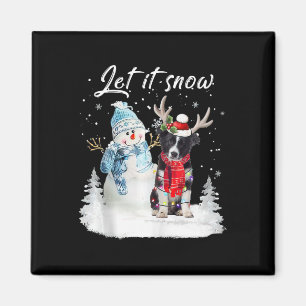 Gräns Collie Santa Hund jul Snögubbe Julafton Paj Magnet