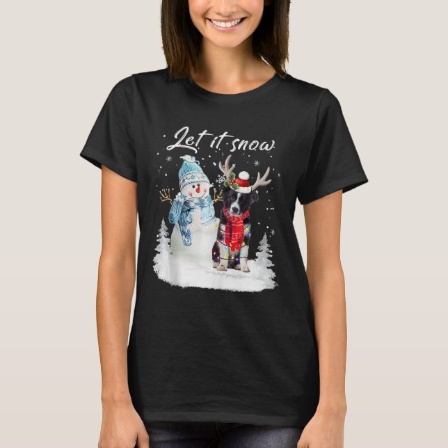 Gräns Collie Santa Hund jul Snögubbe Julafton Paj T Shirt (Framsida)
