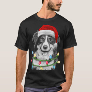 Gräns Collie Santa Julgran Ljus Julafton Hund T Shirt