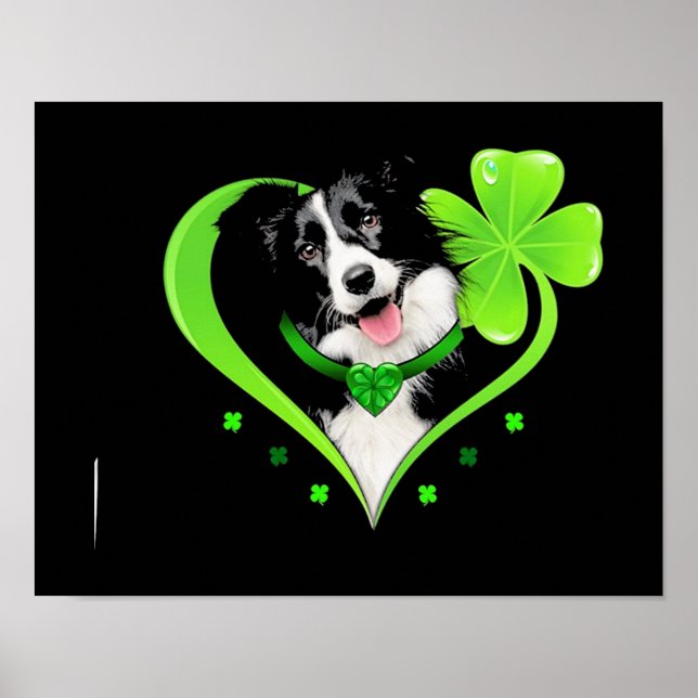 Gräns Collie Shamrock Heart Poster (Framsidan)