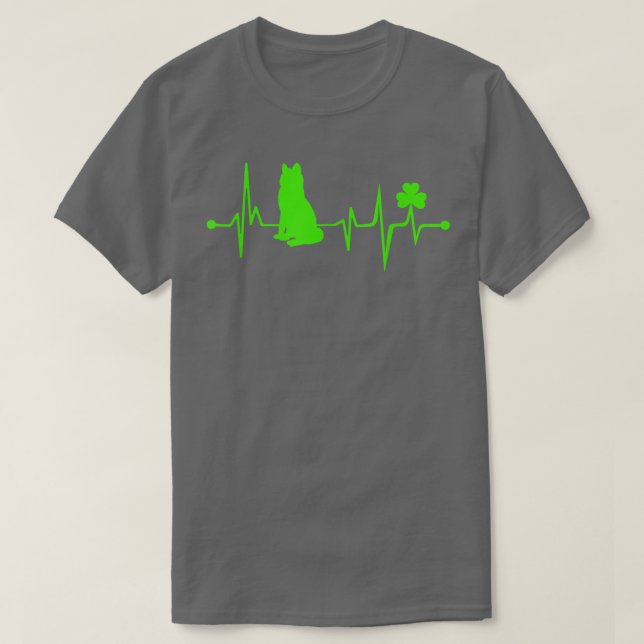 Gräns Collie Shamrock Heartslag St patricks day D T Shirt (Design framsida)
