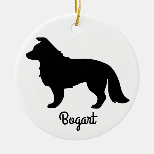 Gräns Collie Silhouette Ceramic Ornament (Framsidan)