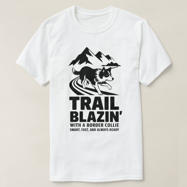 Gräns Collie Silhouette med Trail Väg T Shirt (Design framsida)