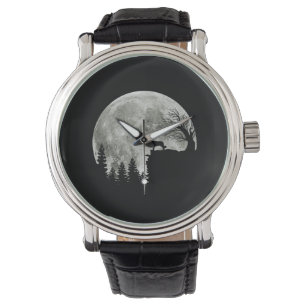 Gräns Collie silhouette på Mountain Halloween Hund Armbandsur