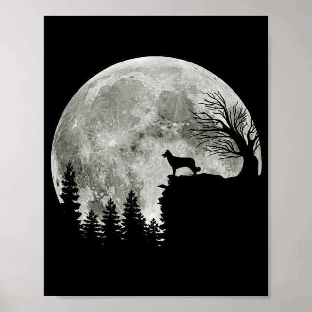 Gräns Collie silhouette på Mountain Halloween Hund Poster (Framsidan)