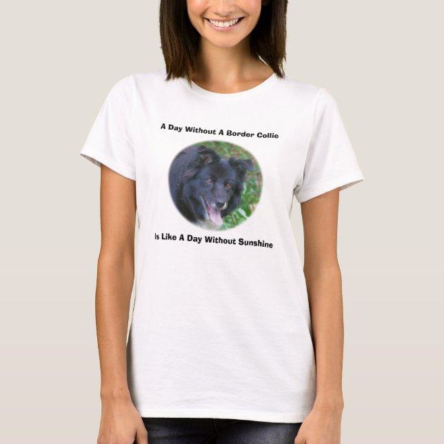 Gräns Collie Smiling Cute Hund  T Shirt (Framsida)