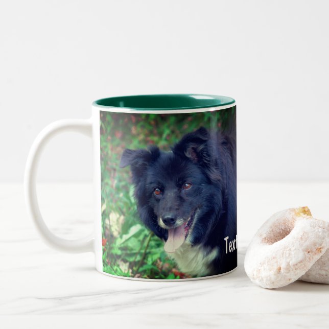 Gräns Collie Smiling Cute Personlig Två-Tonad Mugg (Med munk)