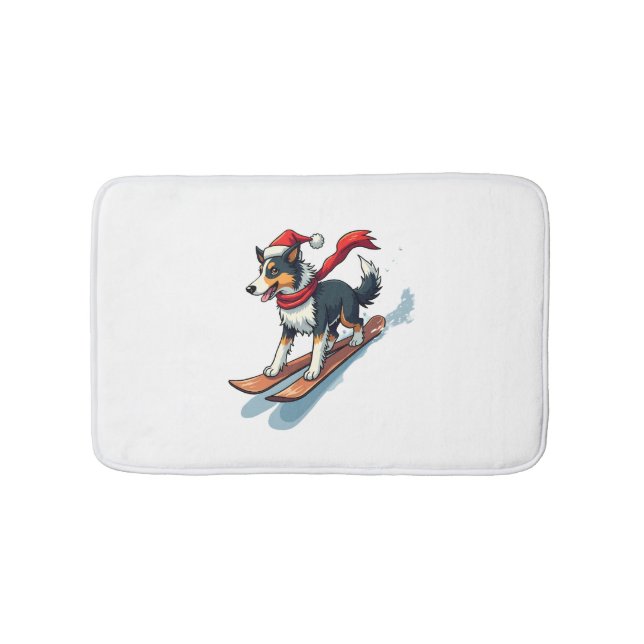 Gräns Collie Snowboarder hund Badrumsmatta (Framsidan)