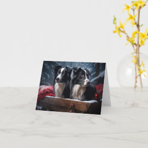 Gräns Collie Snowy Sleigh-juldekretet Kort
