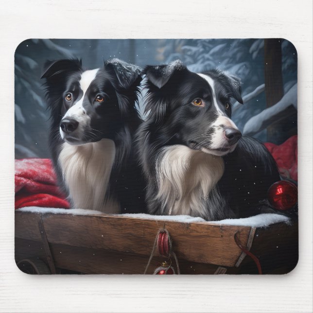 Gräns Collie Snowy Sleigh-juldekretet Musmatta (Framsidan)