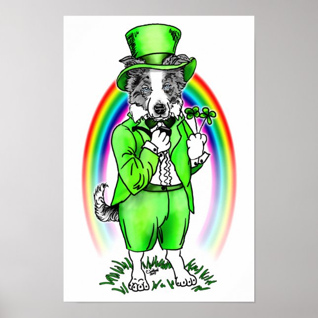 Gräns Collie St patrick's day Poster (Framsidan)