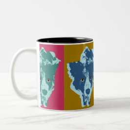 Gräns Collie Stare Pop Art Två-Tonad Mugg