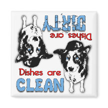 Gräns Collie Tecknad Dishwasher Magnet