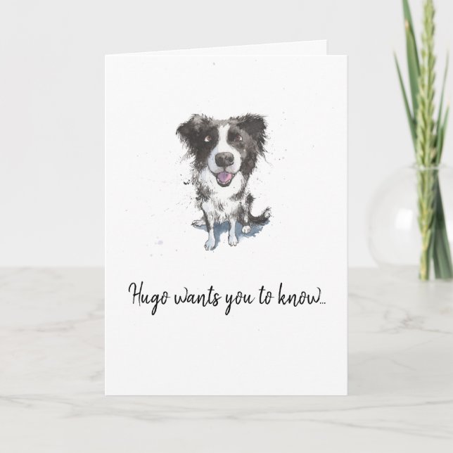 Gräns Collie teckning, personlig Fars dag Kort (Framsida)