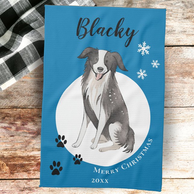 Gräns Collie Teckning Tass God jul Kökshandduk (Skapare uppladdad)