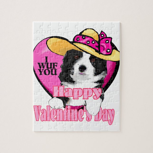 Gräns Collie Valentines day Pussel (Vertikal)