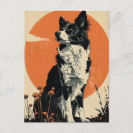 Gräns Collie Vintage art Vykort