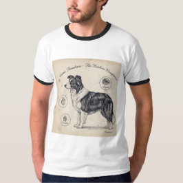Gräns Collie Vintage Hund Illustration T-Shirt