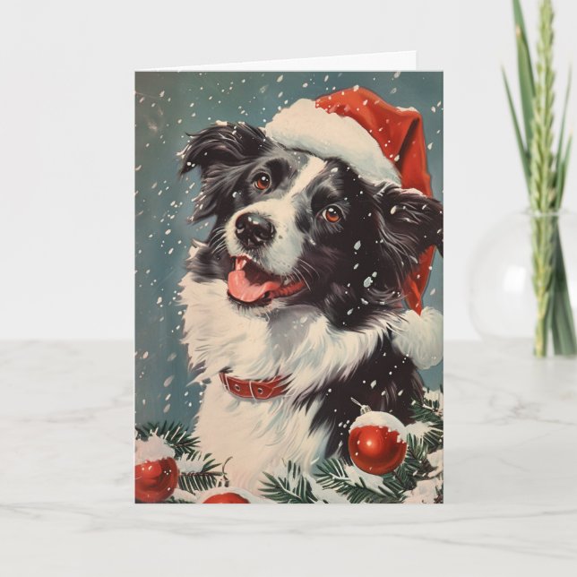 Gräns Collie vintage personlig jul Helgkort (Framsida)