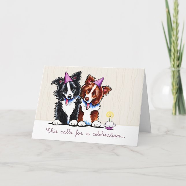 Gräns Collies Celebrate Cuptårta Anpassningsbar Me Kort (Framsida)