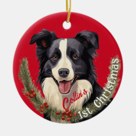 Gräns Collies första jul Julgransprydnad Keramik