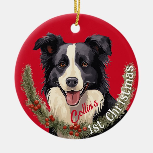 Gräns Collies första jul Julgransprydnad Keramik (Framsidan)