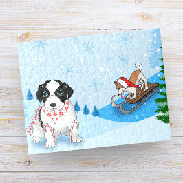 Gräns Collies har viss Roligt för vinter-Helgdag Pussel