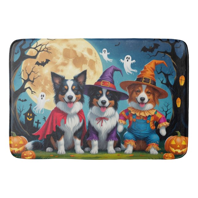 Gräns Collies Hundar Pumpkin Halloween Funny Badrumsmatta (Framsidan)