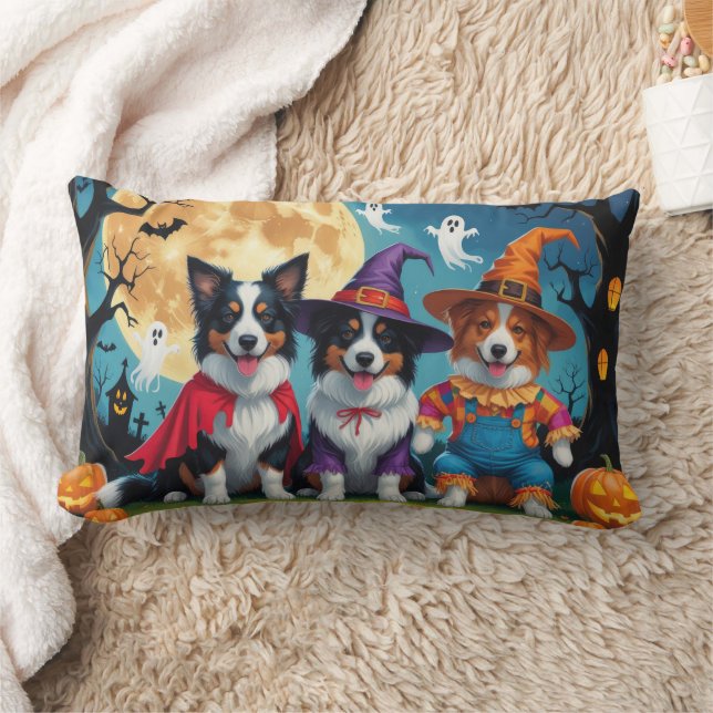 Gräns Collies Hundar Pumpkin Halloween Funny Lumbarkudde (Filt)