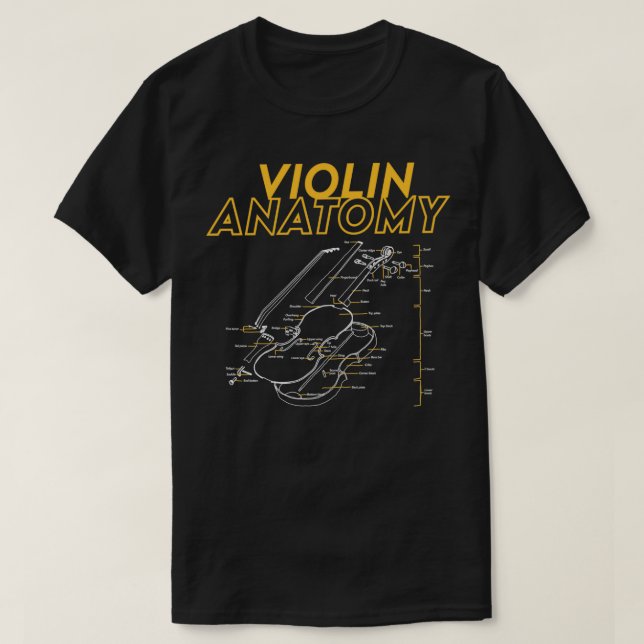 gräns för fiolin violin anatomy teckning-diagram t shirt (Design framsida)