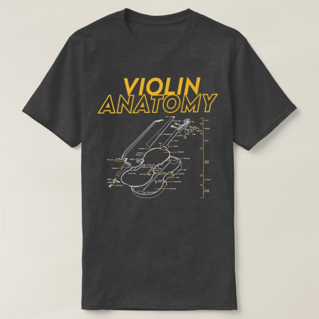 gräns för fiolin violin anatomy teckning-diagram t shirt (Design framsida)