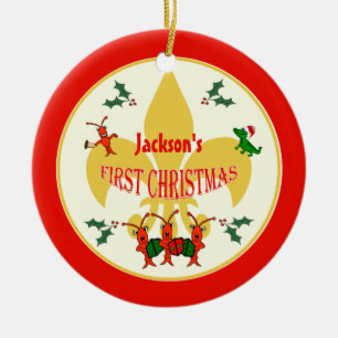 Gräns för första jul för Cajun baby röd Julgransprydnad Keramik